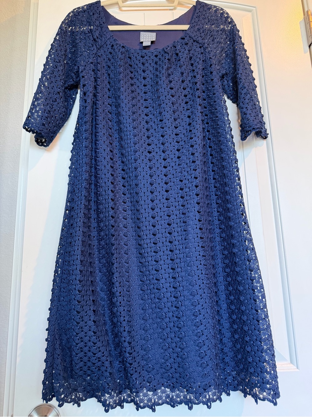 Rabbit Rabbit Rabbit Navy Crochet Midi Dress